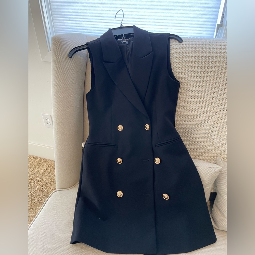 French Connection Black Whisper Sleeveless Blazer Dress XXS/2 size - Picture 4 of 7